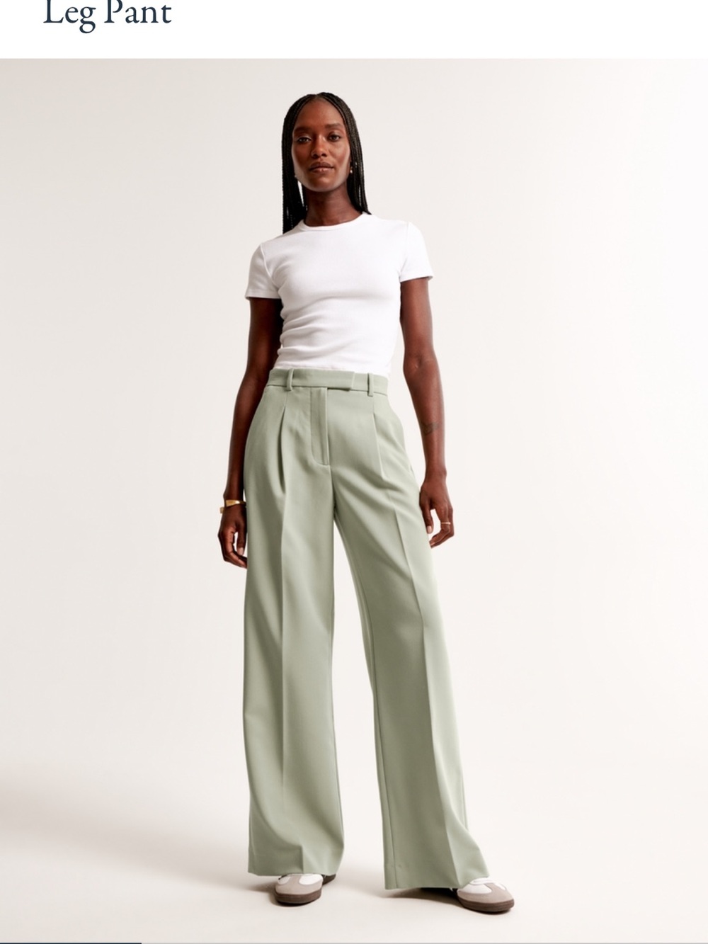 Abercrombie & Fitch High-Waist Wide Leg Pants in Light Sage
